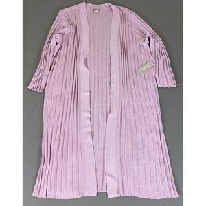 Chico's  Cardigan Sweater XL Size 3 (US XL) Lavender‎ Frost Maxi Pleat Open NWT